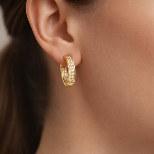 Argolla Huggie Circones Pavé 12 mm