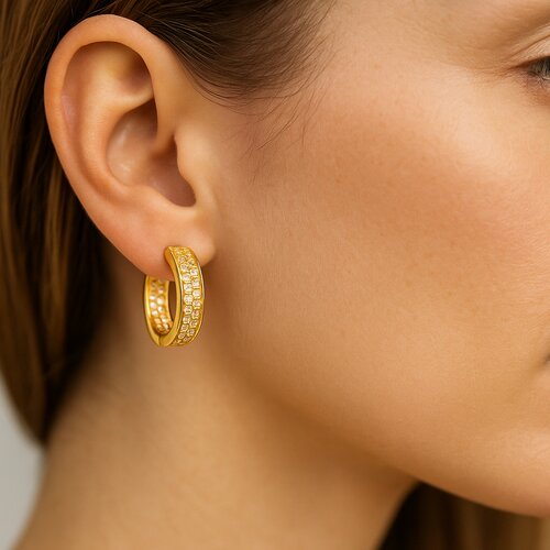 Argolla Huggie Circones Pavé 12 mm