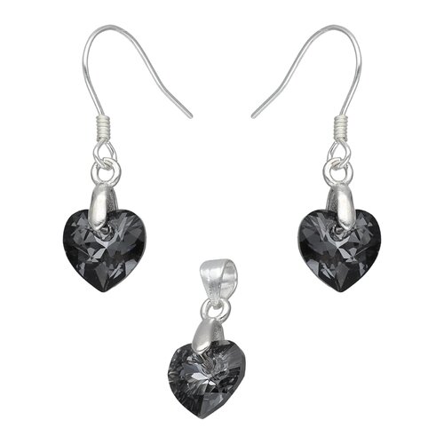 Conjunto Corazón Hecho con Cristal Swarovski® Negro