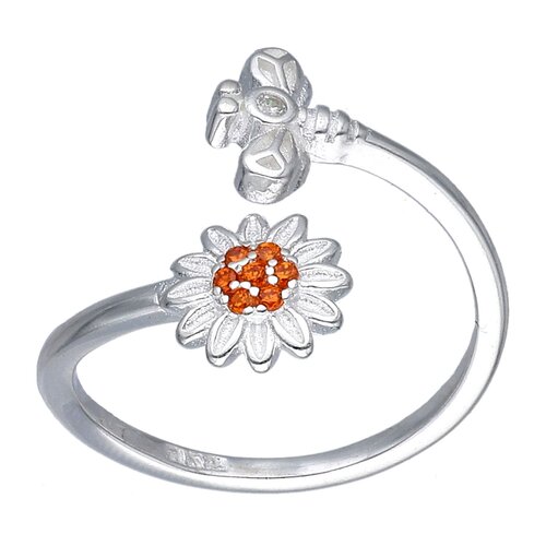 Anillo Ajustable Abeja Flor Margarita Circones Granate Naranja