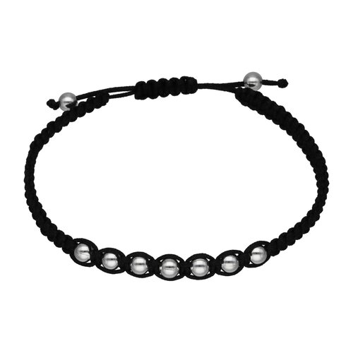 Pulsera Hilo Negro Ajustable Esferas