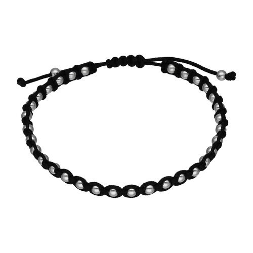 Pulsera Hilo Negro Ajustable Esferas