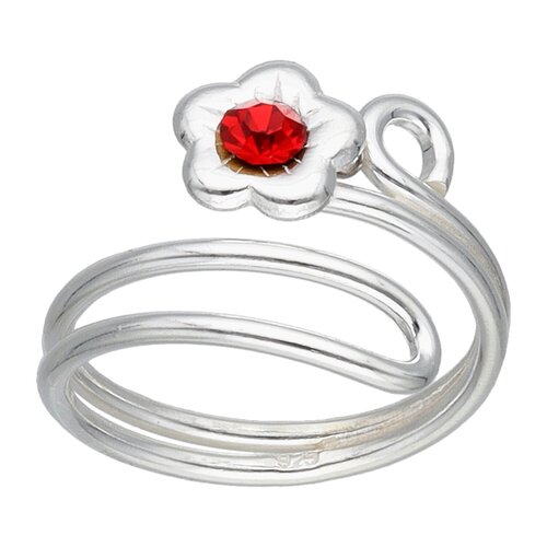 Anillo Midi Flor Circón Rubí