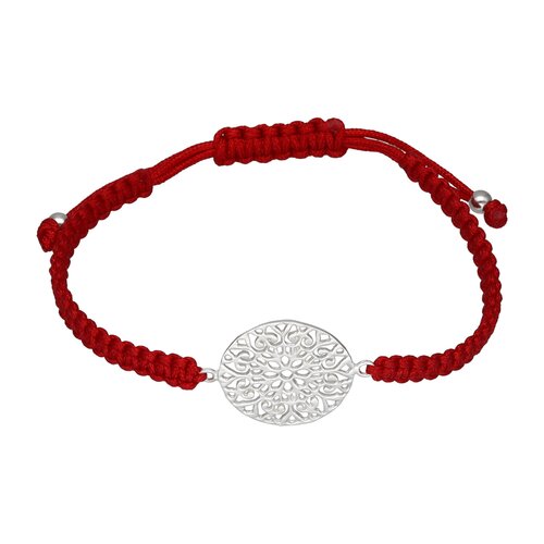 Pulsera Hilo Rojo Ajustable Flor Mandala