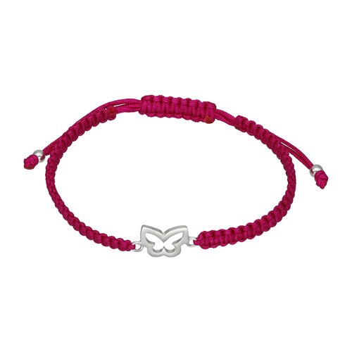 Pulsera Hilo Fucsia Ajustable Mariposa