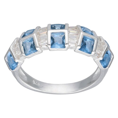 Anillo Cintillo Circones Baguette Agua Marina