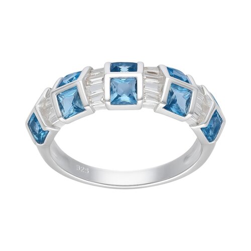 Anillo Cintillo Circones Baguette Agua Marina