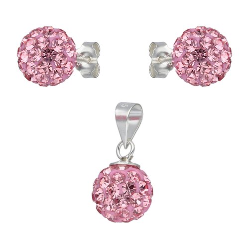 Conjunto Esfera Cristales Rosado 8 mm