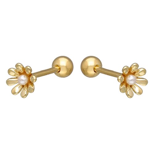 Aro con Tope Flor Perla