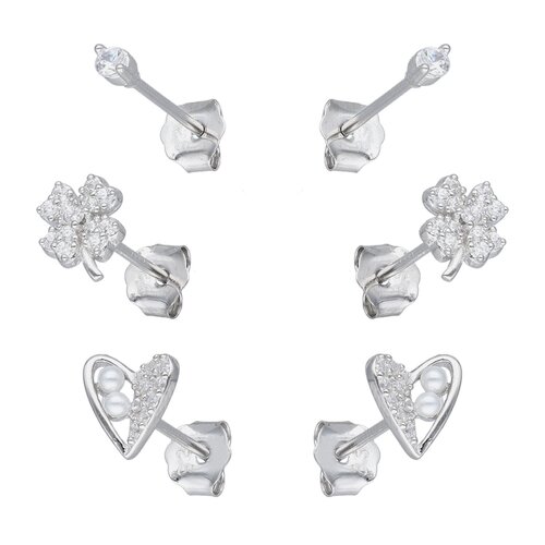 Set Aros Minimalista Corazón Trébol Circones