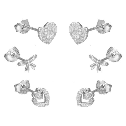 Set Aros Minimalista Corazones Lazo Coquette Circones