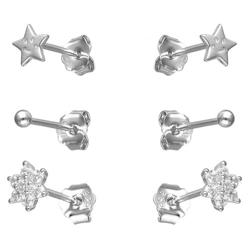 Set Aros Minimalista Flor Estrella Esfera Circones