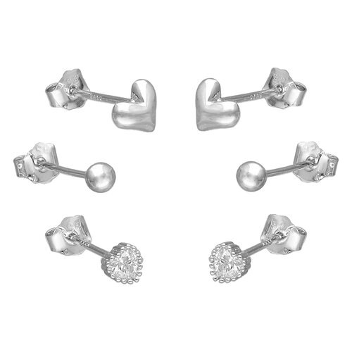 Set Aros Minimalista Corazones Esfera Circón