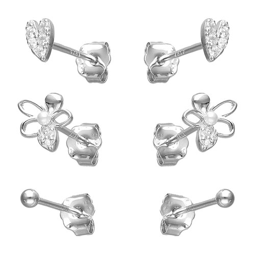 Set Aros Minimalista Flor Corazón Esfera Circones