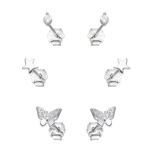 Set Aros Minimalista Mariposa Estrella Circones
