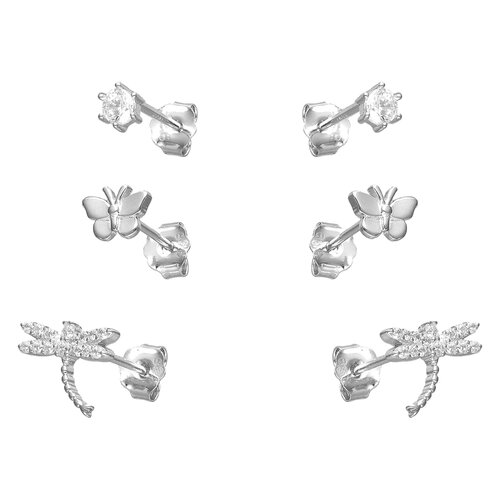 Set Aros Minimalista Libélula Mariposa Circones