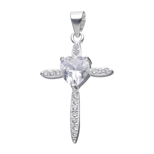 Colgante Cruz Corazón Circón