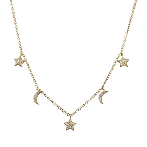 Collar Media Luna Estrellas Circones