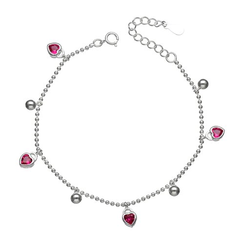 Pulsera Esferas Corazón Circón Rubí