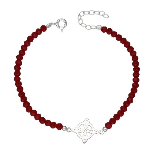 Pulsera Nudo de Brujas Cristales Rojo