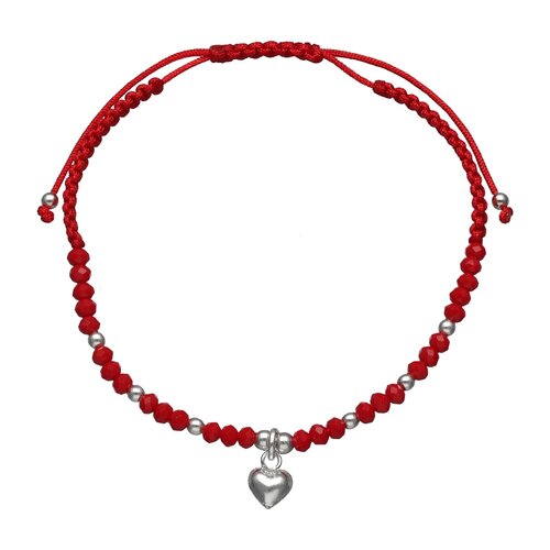 Pulsera Hilo Rojo Ajustable Corazón Cristales Esferas