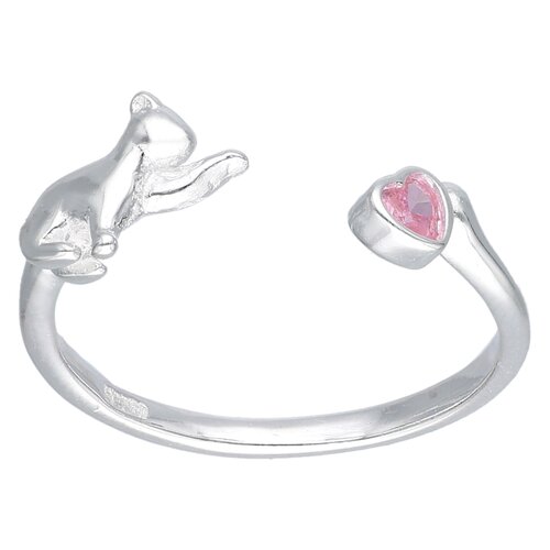 Anillo Ajustable Gatito Corazón Circón Rosa Francia