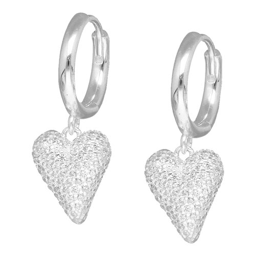 Argolla Huggie Corazón Circones Pavé 12 mm