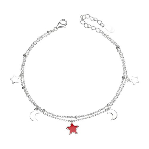 Pulsera Doble Media Luna Estrella Esmaltada