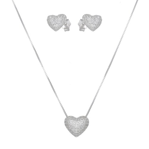 Set Collar y Aro Corazón Circones Pavé