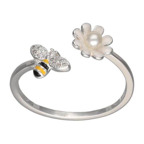 Anillo Abeja Flor Perla Esmaltado Circones