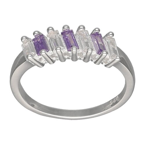 Anillo Cintillo Circones Baguette Amatista