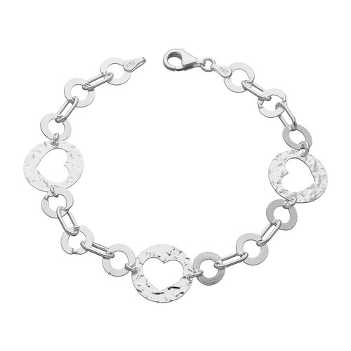 Pulsera Circulos Corazones Martillado