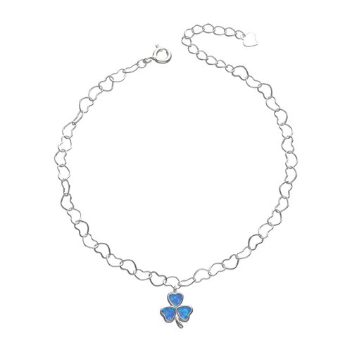 Pulsera Corazones Trébol Ópalo Azul