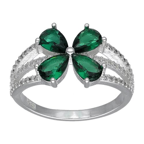 Anillo Flor Circones Esmeralda
