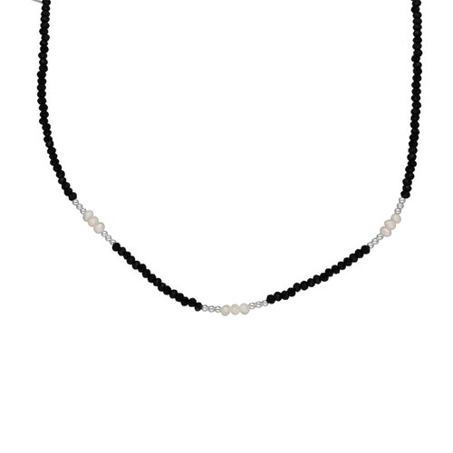 Collar Perlas Cristales Negro