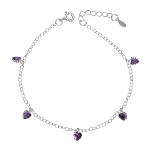 Pulsera Corazones Circones Amatista