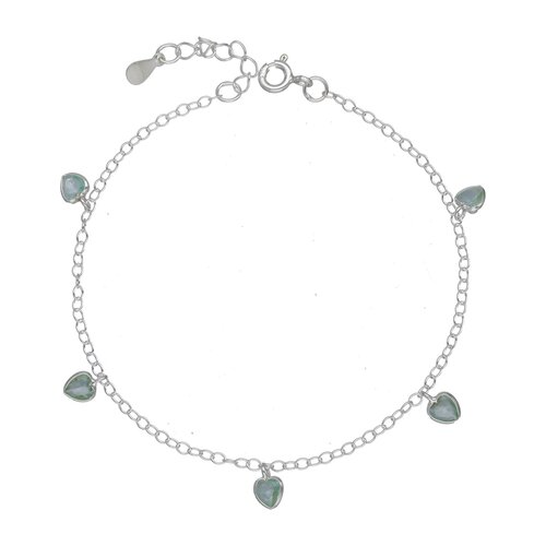 Pulsera Corazones Agua Marina