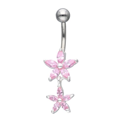 Piercing Ombligo Flor Circones Rosa Francia Por Unidad