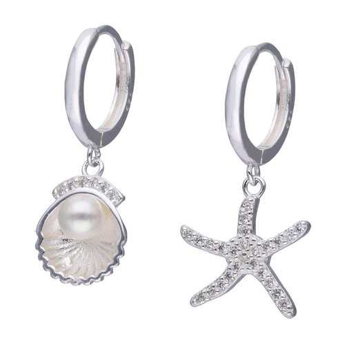 Argolla Huggie Desigual Estrella de Mar Concha Perla Circones 13 mm
