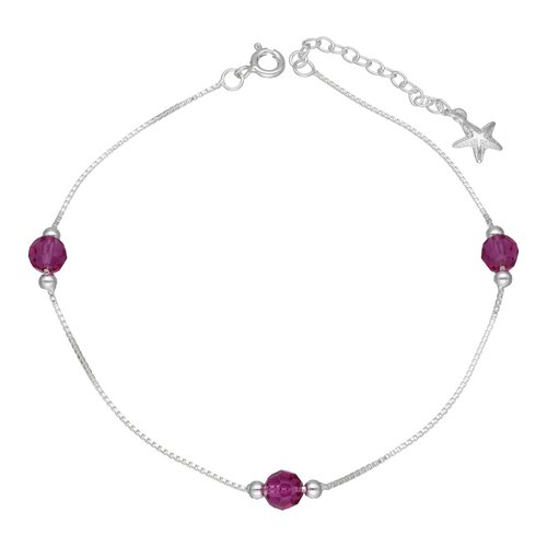 Tobillera Esferas Estrella de Mar Cristales Hecho con Swarovski® Morado