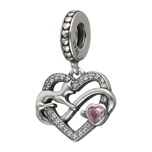 Colgante Charm Corazón Infinito Gatito Circón Rosa Francia