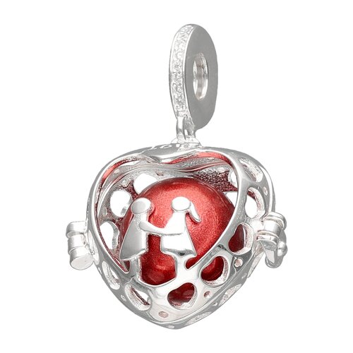 Colgante Charm Llamador de Ángeles Pareja de Pololos Corazón 17 mm