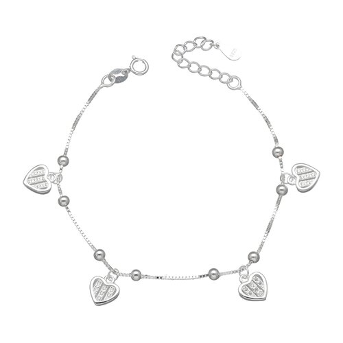 Pulsera Esferas Corazones Circones