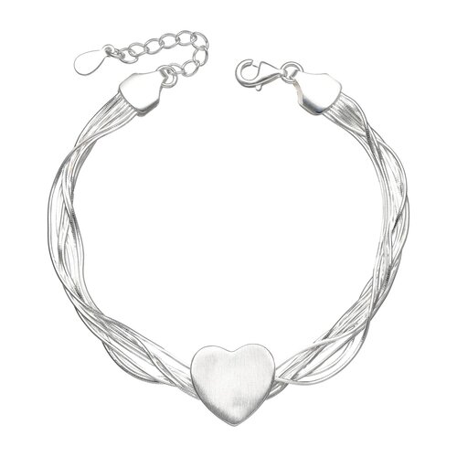 Pulsera Tiras Cola de Topo Corazón Satinado