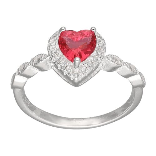 Anillo Corazón Circón Rubí