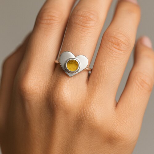 Anillo Corazón Piedra Picada