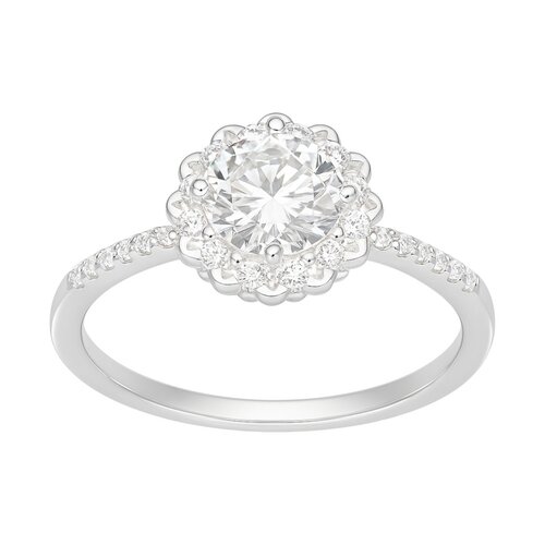 Anillo Flor Solitario Moissanita y Circones