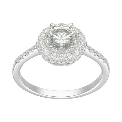 Anillo Flor Solitario Moissanita y Circones