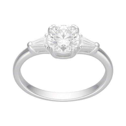 Anillo Solitario Moissanita y Circones Baguette