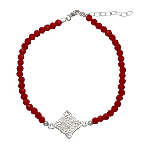 Pulsera Nudo de Brujas Cristales Rojo